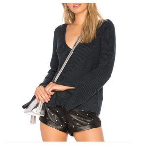 Minkpink Navy V-Neck Chunky Knit Loose Sweater Oversized Arms Size Medium